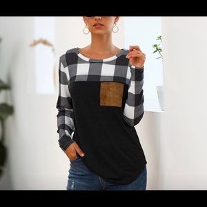 3/$7 Black&white shirt with suede-like pocket.New